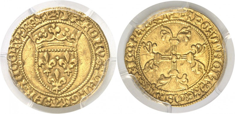 France Charles VII (1422-1461) 1/2 écu d’or à la couronne - 2ème émission du 12 ...