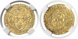 France Louis XI (1461-1483) Ecu d’or à la couronne - 1ère émission (31 décembre 1481) - Type de Perpignan. P au cœur du quadrilobe. Très rare et magni...