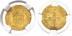 France Louis XII (1498-1514) 1/2 écu d’or au soleil - Emission du 25 avril 1498. Ancre en fin de légende Bayonne. Type très rare surtout dans cette qu...