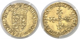 France Charles IX (1560-1574) Ecu d’or au soleil du Dauphiné - 1566 point 3ème et Z Grenoble. D’une insigne rareté et d’une qualité remarquable 2800 e...