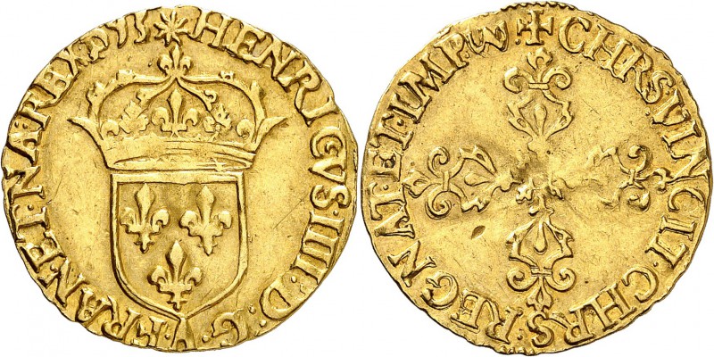 France Henri IV (1589-1610) Ecu d’or au soleil - 3ème type de Compiègne 1593 A C...