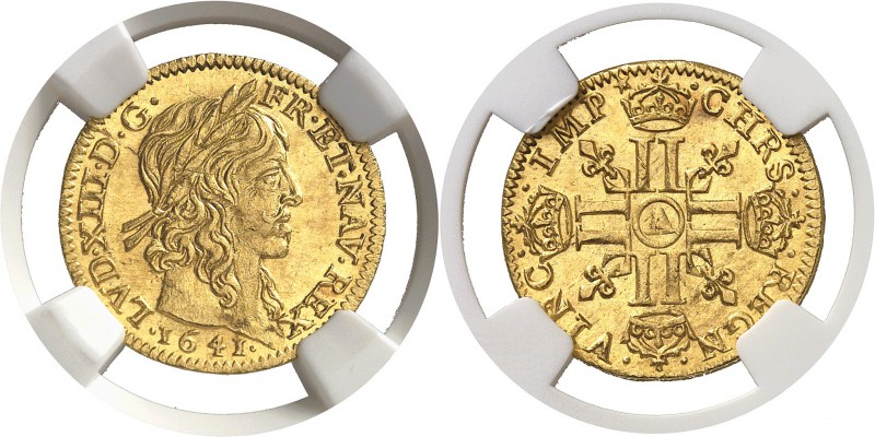 France Louis XIII (1610-1643) 1/2 louis d’or à la mèche longue - 1641 A Paris. D...