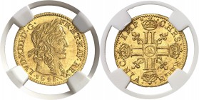 France Louis XIII (1610-1643) 1/2 louis d’or à la mèche longue - 1641 A Paris. D’une qualité remarquable. 3.37g - Fr. 411 Pratiquement FDC - NGC MS 64...