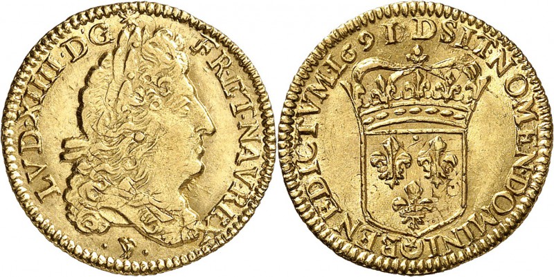 France Louis XIV (1643-1715) 1/2 louis d’or à l’écu - 1691/0 D Lyon - Réformatio...