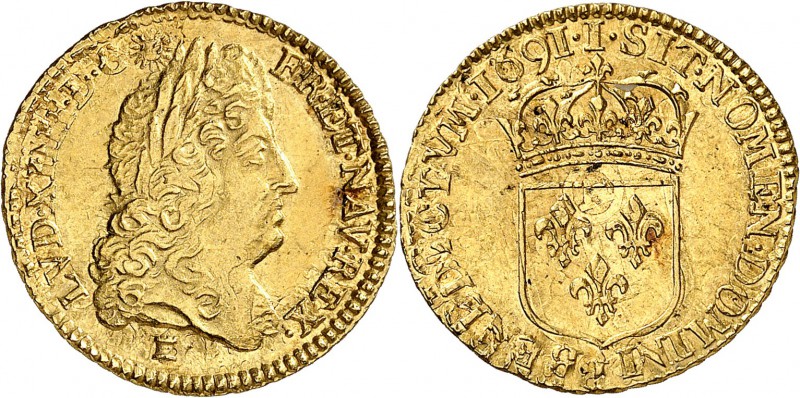 France Louis XIV (1643-1715) 1/2 louis d’or à l’écu - 1691 I Limoges - Réformati...