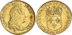 France Louis XIV (1643-1715) 1/2 louis d’or à l’écu - 1691 I Limoges - Réformation. Très rare dans cette qualité. Le seul exemplaire gradé. 3.38g - Fr...