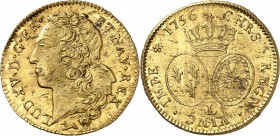 France Louis XV (1715-1774) Double louis d’or au bandeau - 1756 L Bayonne. Très rare dans cette qualité. Le plus bel exemplaire gradé. 16.31g - Fr. 46...