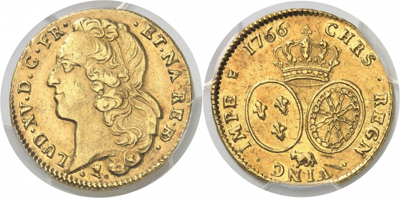 France Louis XV (1715-1774) Double louis d’or au bandeau de Béarn - 1766 - Pau. ...