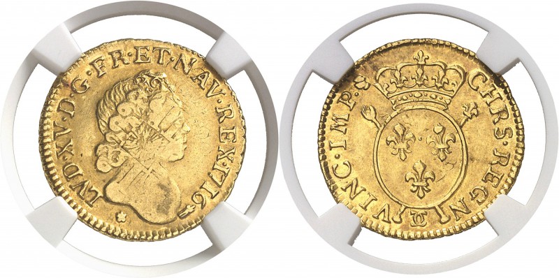 France Louis XV (1715-1774) 1/2 louis d’or aux insignes - 1716 Besançon Réformat...