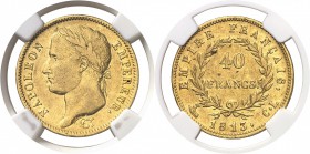 France Napoléon Ier (1804-1814) 40 francs or - 1813 CL Gênes. Rare et magnifique exemplaire. 12.9g - Fr. 510 Superbe - NGC AU 50