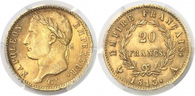 France Napoléon Ier (1804-1814) 20 francs or - 1813 A Paris. Rarissime dans cette qualité. Le plus bel exemplaire gradé. 6.45g - Fr. 511 FDC - PCGS MS...