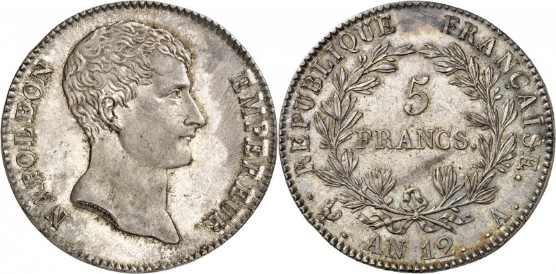 France Napoléon Ier (1804-1814) 5 francs type intermédiaire - An 12 A Paris. Qua...