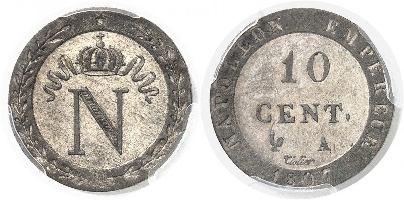 France Napoléon Ier (1804-1814) Pré-série du 10 centimes - 1807 A Paris. Rarissi...