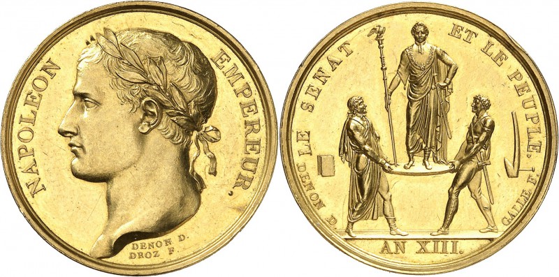 France Napoléon Ier (1804-1814) Médaille en or - AN XIII - Dénon Droz et Galle. ...