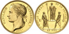 France Napoléon Ier (1804-1814) Médaille en or - AN XIII - Dénon Droz et Galle. Commémore le Couronnement de Napoléon Ier le 2 décembre 1804. Très rar...