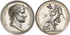 France Napoléon Ier (1804-1814) Médaille en argent - 1804 - J. P. Droz et D. V. Denon. Commémore les préparatifs (construction de 2000 barques), sur l...