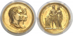 France Napoléon Ier (1804-1814) Médaille en or - 1810 - J.-B. Andrieu et A. Galle. Commémore le mariage civil de Napoléon et Marie-Louise d’Autriche l...