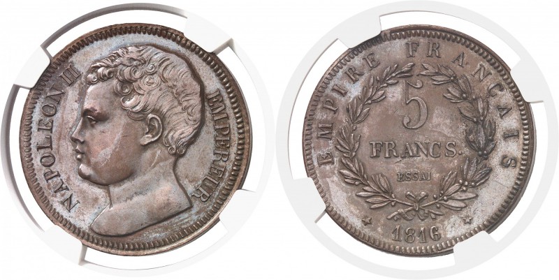 France Napoléon II Essai en bronze du 5 francs - 1816. Frappe d’époque - Coins n...