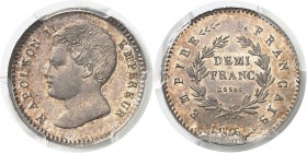 France Napoléon II Essai du 1/2 franc - 1816. Très rare. Le plus bel exemplaire gradé. 2.5g - Maz. 640 Frappe d’Epreuve - PCGS SP 65