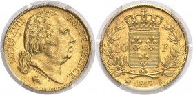 France Louis XVIII (1814-1824) 20 francs or - 1817 A Paris. Très rare dans cette qualité. 6.45g - Fr. 538 Pratiquement FDC - PCGS MS 63