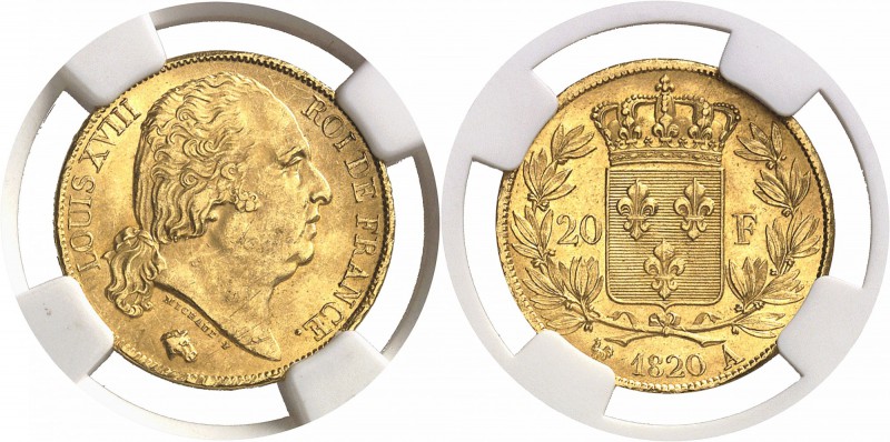 France Louis XVIII (1814-1824) 20 francs or - 1820 A Paris. Très rare dans cette...