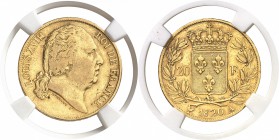 France Louis XVIII (1814-1824) 20 francs or - 1820 A Paris - Sans tête de cheval (différent de Tiolier). Rarissime - Quelques exemplaires connus. 6.45...