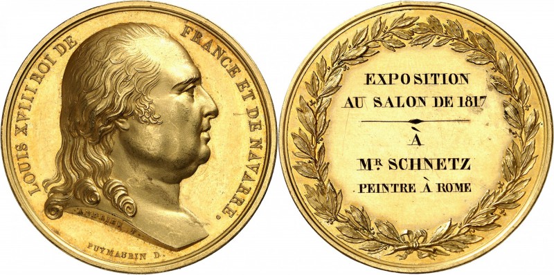 France Louis XVIII (1814-1824) Médaille en or - 1817 - J.-B. Andrieu et J.-P. De...