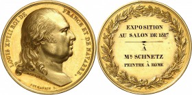 France Louis XVIII (1814-1824) Médaille en or - 1817 - J.-B. Andrieu et J.-P. De Puymaurin. Récompense donnée à J.-V. Schnetz, peintre à Rome, lors de...