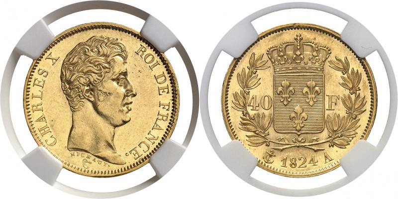 France Charles X (1824-1830) 40 francs or Ier type - 1824 A Paris. Rare dans cet...