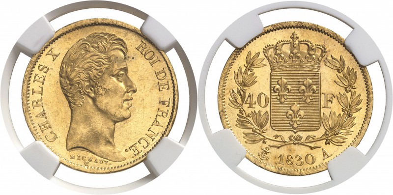 France Charles X (1824-1830) 40 francs or IIème type - 1830 A Paris. Rarissime d...