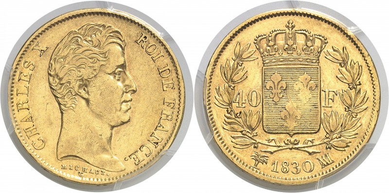 France Charles X (1824-1830) 40 francs or IIème type - 1830 MA Marseille. Rare. ...