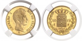 France Charles X (1824-1830) Essai du 10 francs or - Non daté (1830) A Paris - Tiolier. Tranche striée - 19mm. Semble unique. Le seul exemplaire gradé...
