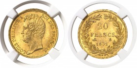 France Louis-Philippe Ier (1830-1848) 20 francs or - 1831 B Rouen - Tranche en relief. D’une qualité exceptionnelle. Le plus bel exemplaire gradé. 6.4...