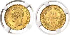 France Louis-Philippe Ier (1830-1848) 20 francs or - 1831 A Paris - Tranche en creux. D’une qualité hors norme. Seulement deux 20 francs or gradés en ...