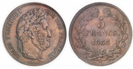 France Louis-Philippe Ier (1830-1848) Epreuve en bronze de la 5 francs tête laurée 1839 D Lyon - Arche de Noé. Unique. Maz. manque Frappe d’Epreuve - ...