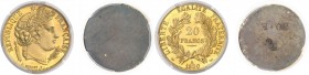 France IIème République (1848-1852) Paire d’épreuves unifaces en bronze doré du 20 francs or Cérès 1850 A Paris. D’une grande rareté . Seuls exemplair...