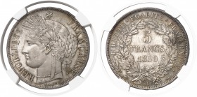 France IIème République (1848-1852) 5 francs Cérès - 1850 A Paris. D’une qualité exceptionnelle. Le plus bel exemplaire gradé, le seul en MS 66. 25.0g...