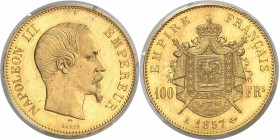 France Napoléon III (1852-1870) 100 francs or - 1857 A Paris. Type rarissime dans cette qualité. 32.25g - Fr. 569 Pratiquement FDC - PCGS MS 64