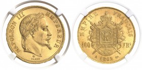 France Napoléon III (1852-1870) 100 francs or - 1862 A Paris. Magnifique exemplaire. 32.25g - Fr. 580 Pratiquement FDC - NGC MS 63