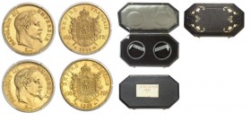 France Napoléon III (1852-1870) Coffret du fonds Barre contenant deux 100 francs or - 1869 A Paris. Exemplaires d’une qualité remarquable. 32.25g - Fr...