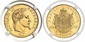 France Napoléon III (1852-1870) 100 francs or - 1869 A Paris. Magnifique exemplaire. 32.25g - Fr. 580 Pratiquement FDC - NGC MS 63