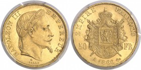 France Napoléon III (1852-1870) 50 francs or - 1866 A Paris. Très rare dans cette qualité. 16.12g - Fr. 582 Pratiquement FDC - PCGS MS 63