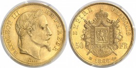 France Napoléon III (1852-1870) 50 francs or - 1866 BB Strasbourg. Rarissime dans cette qualité. Le plus bel exemplaire gradé. 16.12g - Fr. 582 Pratiq...