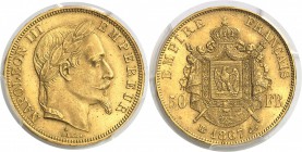 France Napoléon III (1852-1870) 50 francs or - 1867 BB Strasbourg. Rarissime dans cette qualité hors norme. Le plus bel exemplaire gradé, le seul en G...