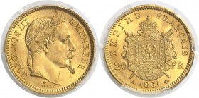 France Napoléon III (1852-1870) 20 francs or - 1861 A Paris. Très rare dans cette qualité. 6.45g - Fr. 584 FDC - PCGS MS 65