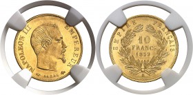France Napoléon III (1852-1870) 10 francs or - 1859 A Paris. D’une qualité exceptionnelle. 3.22g - Fr. 576a FDC Exceptionnel - NGC MS 66+