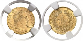 France Napoléon III (1852-1870) 5 francs or - 1866 A Paris. D’une qualité hors norme. Le plus bel exemplaire gradé, le seul en MS 67 1.61g - Fr. 588 F...