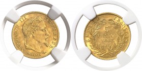 France Napoléon III (1852-1870) 5 francs or - 1868 A Paris. Très rare en GEM. 1.61g - Fr. 588 FDC Exceptionnel - NGC MS 65+