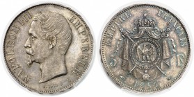 France Napoléon III (1852-1870) 5 francs - 1854 A Paris. Rarissime dans cette qualité. Le plus bel exemplaire gradé, seulement 2 en GEM. 25.0g - KM 78...