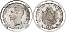 France Napoléon III (1852-1870) 5 francs - 1855 A Paris. Différents main et ancre, A. D. Barre Magnifique exemplaire. 25.0g - KM 782.1 Pratiquement FD...